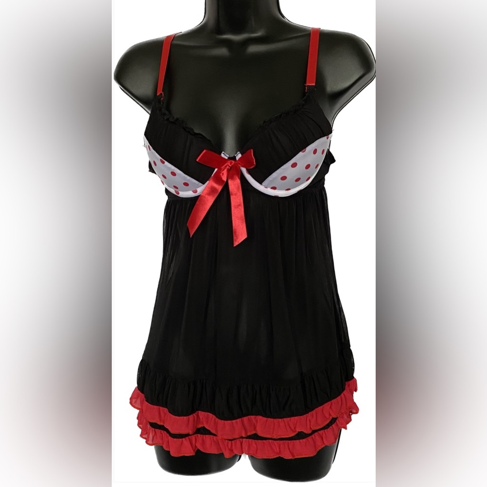 Inteco Intimates BLK/RED Push-up Nightgown,  S *P1040